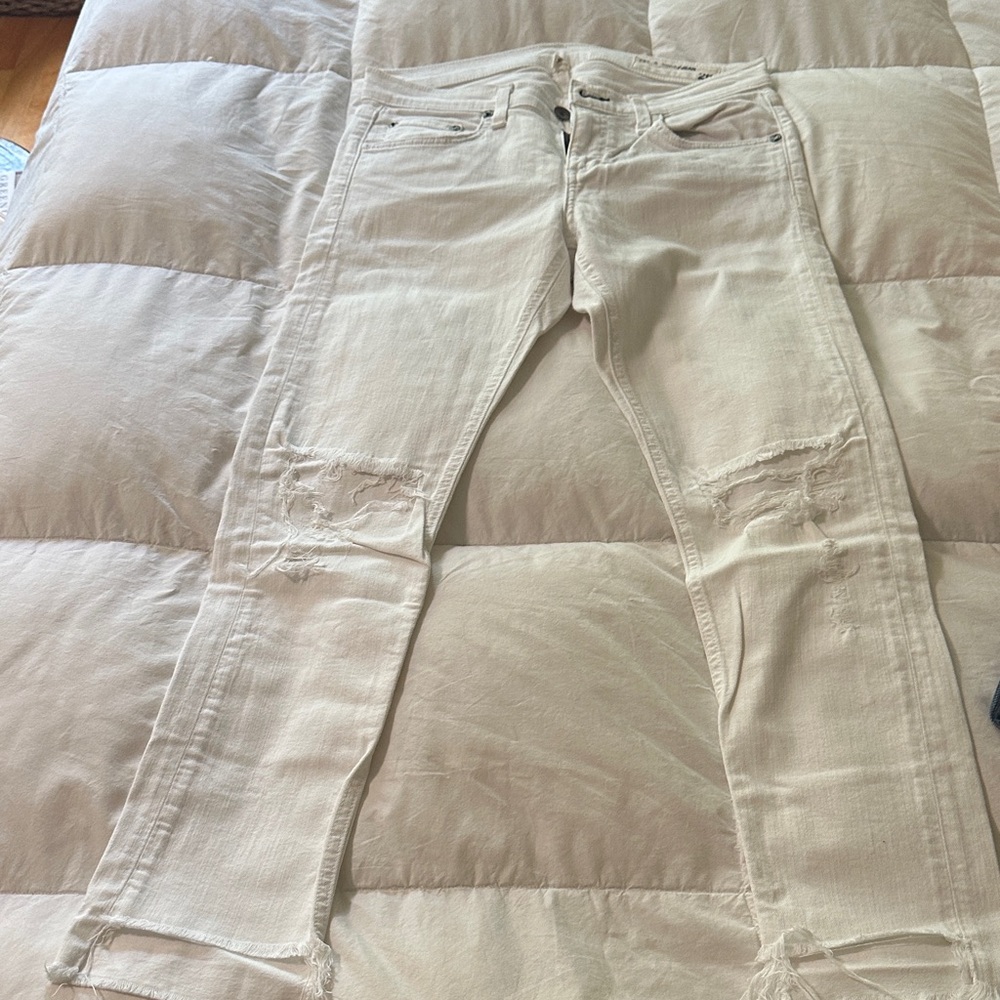 rag & bone Cream Ankle & Cropped Jeans